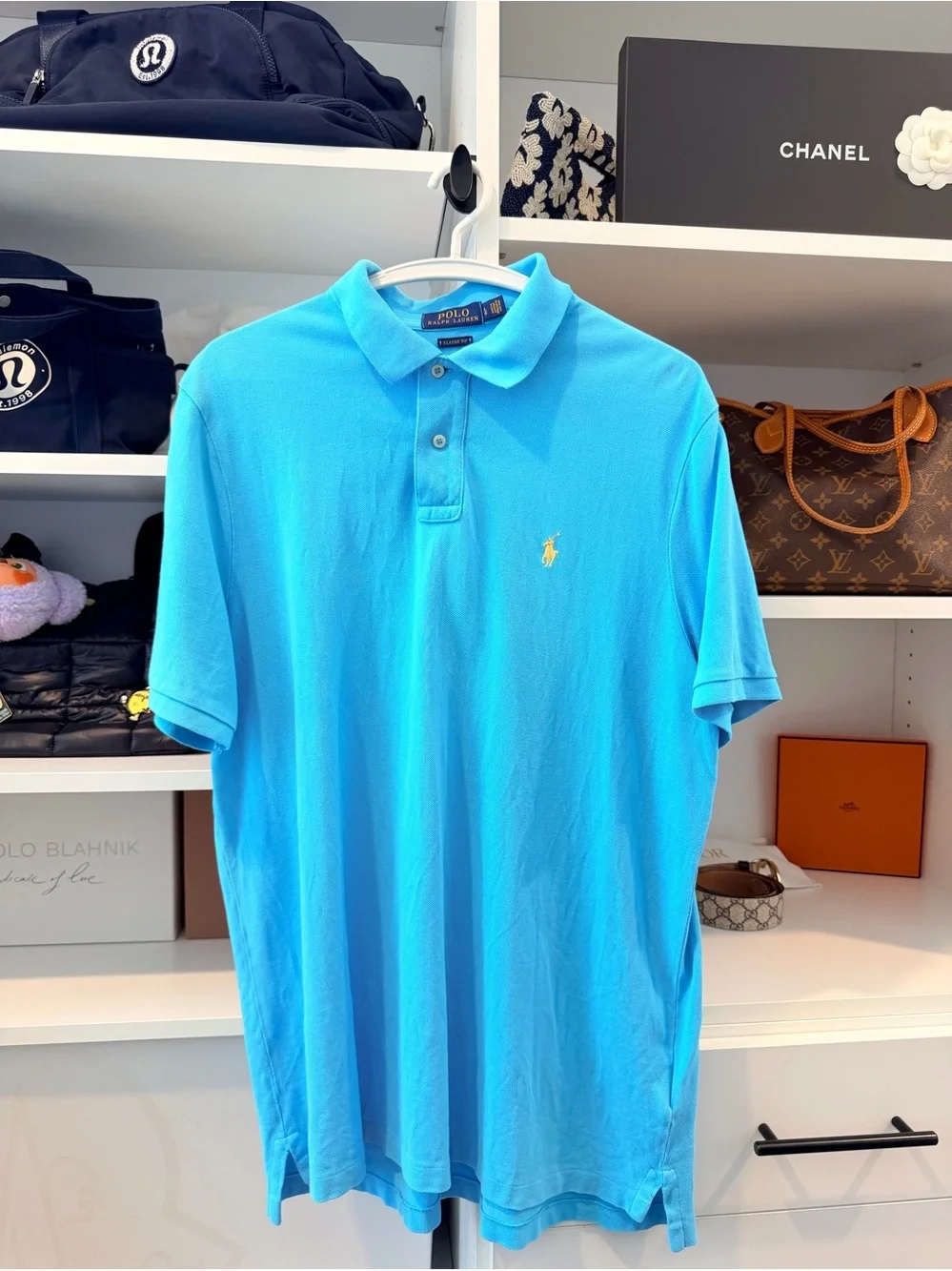 Polo Ralph Lauren/Classic Fit Polo/Turquoise Blue/ Gold Pony/Size L/ 100% Cotton